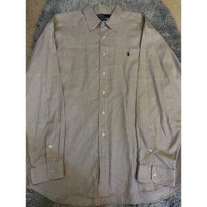 Polo Ralph Lauren Lowell Sport Shirt Tan Herringbone Long Sleeve Men's XXL